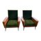 Chaises en Cuir et Velours par Jules Leleu, Italie, 1950s, Set de 2 1