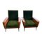 Italian Leather and Velvet Chairs by Jules Leleu, 1950s, Set of 2 1