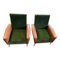 Italian Leather and Velvet Chairs by Jules Leleu, 1950s, Set of 2 2