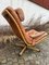 Mid-Century Delfin Swivel Chair in Cognac Brown Leather from Göte Möbler Nässjö, Sweden, 1970s, Image 4