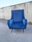 Armchair in Blue Velvet, 1950s, Image 1
