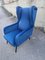 Back Chair aus blauem Samt, 1960er 2