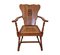 Medieval Gothic Oak Armchair with Woven Seat 1