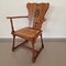 Medieval Gothic Oak Armchair with Woven Seat 4