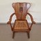 Medieval Gothic Oak Armchair with Woven Seat 3