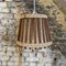 Lámpara colgante escandinava vintage de madera y lino, años 60, Imagen 1