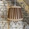 Vintage Scandinavian Pendant Light in Wood and Linen, 1960s, Image 1