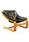 Kroken Buffalo Black Leather Blonde Bentwood Cantilever Chair by Åke Freelskits for Nelo, 1970s 1