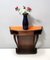 Vintage Beech and Walnut Root Console Table with Orange Glass Top, 1950s 2