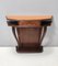 Vintage Beech and Walnut Root Console Table with Orange Glass Top, 1950s 1