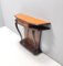 Vintage Beech and Walnut Root Console Table with Orange Glass Top, 1950s 7