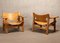Spanish Chair Set in Naturel Leather and Oak by Børge Mogensen for Fredericia, 1995, Set of 2 2