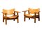 Spanish Chair Set in Naturel Leather and Oak by Børge Mogensen for Fredericia, 1995, Set of 2 1