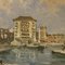 Artista italiano, Veduta panoramica di fiume con barche, 1960, Tecnica mista su masonite, Immagine 5