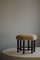Taburete hexagonal danés moderno con asiento de lana de cordero, años 50, Imagen 8
