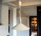 Large Scandinavian Modern Glossy White Pull Down Dining Room Lamp by Lival, Finland, 1990s 3
