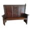 Antique Spanish Wooden Church Bench with Secreter 4