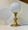 Scandinavian Brass Table Lamp with White Spherical Opaline Glass Shade 4