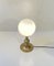 Scandinavian Brass Table Lamp with White Spherical Opaline Glass Shade 6