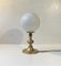 Scandinavian Brass Table Lamp with White Spherical Opaline Glass Shade 2