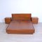 Double Bed Frame with Bedside Tables in Walnut Wood, 1980s, Set of 3 1