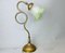 Portuguese Brass Table Lamp with Green Glass Tulip Shade, 1930s 4