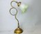 Portuguese Brass Table Lamp with Green Glass Tulip Shade, 1930s, Image 4