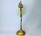 Portuguese Brass Table Lamp with Green Glass Tulip Shade, 1930s, Image 5