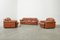 Cognac Leather Arizona Sofa and Easy Chairs attributed to Vavassori, Monza, Italy, 1970s, Set of 3 20