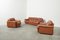 Cognac Leather Arizona Sofa and Easy Chairs attributed to Vavassori, Monza, Italy, 1970s, Set of 3, Image 4