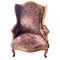 English Walnut and Velvet Upholstered Armcairs, Set of 2, Image 2