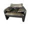 Maralunga Armchair in Black Leather by Vico Magistretti for Cassina 1