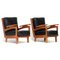 Mid-Century Modern Lounge Armchairs in Black Leather, 1970s, Set of 2 1