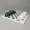 Italian Green and White Chess Set in Volterra Alabaster, 1970s, Set of 33 1
