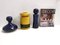Postmodern Blue and Yellow Glazed Vase and Bottles attributed to Parravicini, 1970s, Set of 3, Image 2