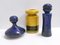 Postmodern Blue and Yellow Glazed Vase and Bottles attributed to Parravicini, 1970s, Set of 3 1