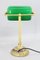 Art Deco Brass Banker Table Lamp with Glass Shade, Former Czechoslovakia, 1930s 8