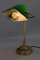 Art Deco Brass Banker Table Lamp with Glass Shade, Former Czechoslovakia, 1930s 13
