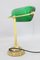 Art Deco Brass Banker Table Lamp with Glass Shade, Former Czechoslovakia, 1930s 10