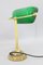 Art Deco Brass Banker Table Lamp with Glass Shade, Former Czechoslovakia, 1930s, Image 10