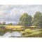 John S Haggan, Paesaggio fluviale con nuvole di pioggia in Irlanda, 1985, Dipinto ad olio, Incorniciato, Immagine 2