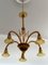 Murano Chandelier 5-Armed in Amber, 1970s, Image 1