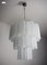 Murano Kronleuchter Röhrenförmig aus Weißem Mattglas in Diamantform 1