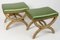 X-Shaped Lacquered Wood Stools, Early 20th Century, Set of 2 2