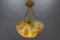 French Amber Color Alabaster and Brass Pendant Light, 1930s, Image 9