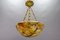 French Amber Color Alabaster and Brass Pendant Light, 1930s, Image 12