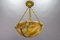 French Amber Color Alabaster and Brass Pendant Light, 1930s, Image 11