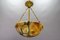French Amber Color Alabaster and Brass Pendant Light, 1930s, Image 3