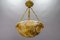 French Amber Color Alabaster and Brass Pendant Light, 1930s 7