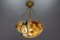 Lampada a sospensione in alabastro e ottone color ambra, Francia, anni '30, Immagine 4